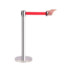 BRD_0009_BROWDYTECH_Colonnina segnapercorso con nastro retrattile 5m - Argento/Rosso