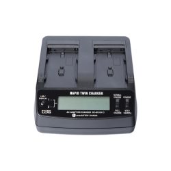 Caricabatterie doppio per batterie Sony tipo NP-F550/F770/F970/F980/F990 con cavo e adattatore per auto