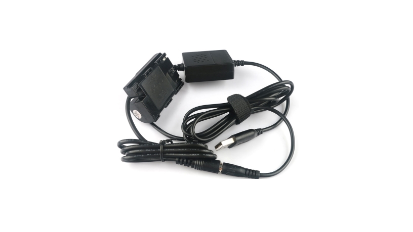 Batteria falsa LP-E6 per fotocamere Canon con cavo di alimentazione da USB a DC