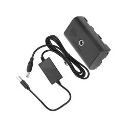 BRD_NPF550_BrowdyTech_Batteria falsa di tipo NP-F550 con cavo di alimentazione da USB a DC