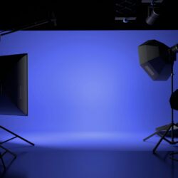 Fondale Chromakey blu per video 6 x 6 m senza cuciture verticali, ignifugo, fortezzato ed occhiellato, con tasca da 10cm sotto, euroclasse Bs1 d0