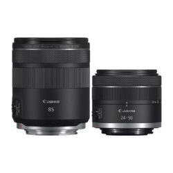 Canon EOS R8 con obiettivi RF 24-50mm IS STM e RF 85mm Macro IS STM Canon EOS R8 con objetivos RF 24-50mm IS STM y RF 85mm Macro IS STM