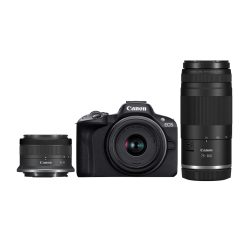 Canon EOS R50 BK con obiettivi RF-S 18-45mm IS STM e RF 75-300mm F4-5.6