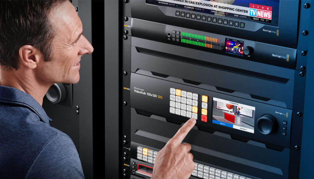 Blackmagic Videohub 120×120 12G per broadcast e produzioni live
