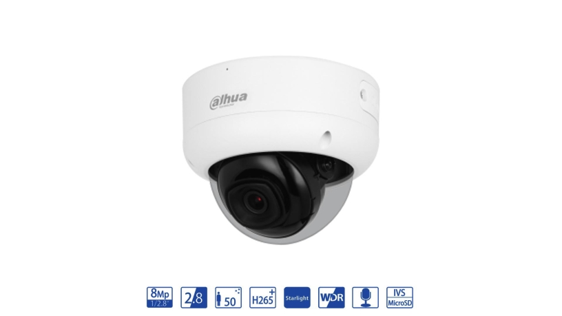 Dahua Dome IP da 8MP 2.8mm con AI WizSense - telecamera di videosorveglianza IPC-HDBW3841E-S-S2