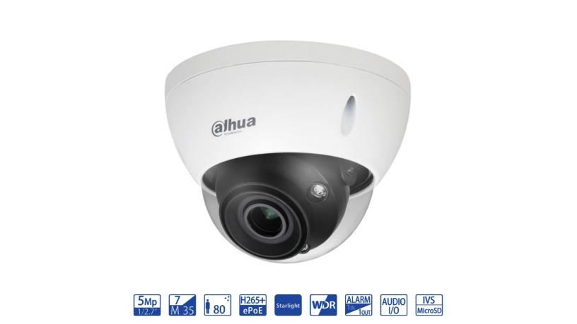 Dahua Dome IP da 5MP 7-35mm con AI WizMind - telecamera di videosorveglianza IPC-HDBW5541E-Z5E