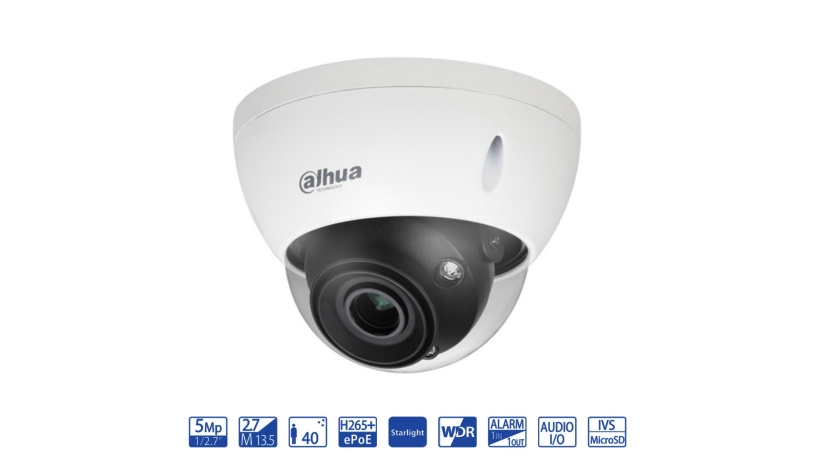 Dahua Dome IP da 5MP 2.7-13.5mm con AI WizMind - telecamera di videosorveglianza IPC-HDBW5541E-ZE