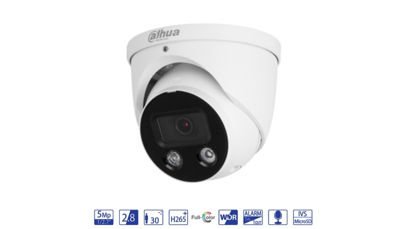 Dahua Eyeball IP da 5MP 2.8mm con AI WizSense - telecamera di videosorveglianza IPC-HDW3549H-AS-PV-S4