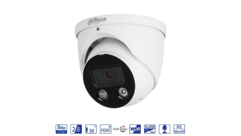 Dahua Eyeball IP da 8MP 2.8mm con AI WizSense - telecamera di videosorveglianza IPC-HDW3849H-AS-PV-S4