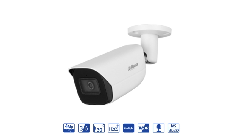 Dahua Bullet IP da 4MP 3.6mm con AI WizSense - telecamera di videosorveglianza IPC-HFW3441E-S-S2