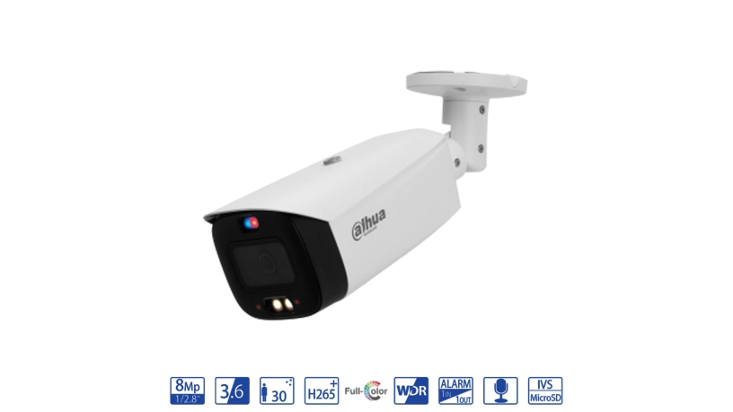 Dahua Bullet IP da 8MP 3.6mm con AI WizSense - telecamera di videosorveglianza IPC-HFW3849T1-AS-PV-S4