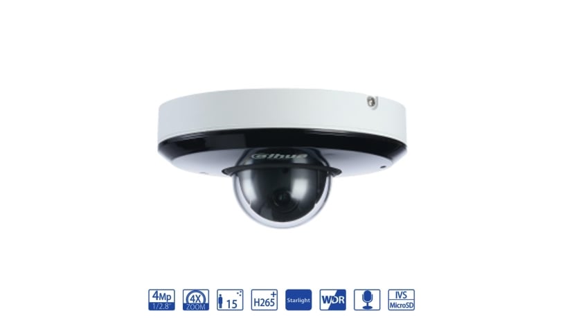 Dahua Dome PTZ IP da 4MP con zoom 4x - telecamera di videosorveglianza SD1A404XB-GNR