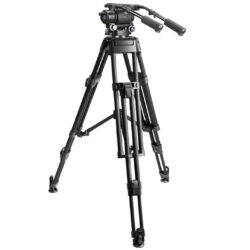 Cavalletto video E-image MOTUS 22 kit con testa fluida MH22 per telecamere Blackmagic, Sony e Panasonic