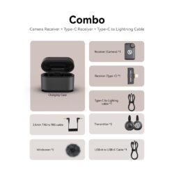 Hollyland Lark M2S Combo microfono wireless con ricevitori Camera + USB-C RX + cavo da USB-C a Lightning