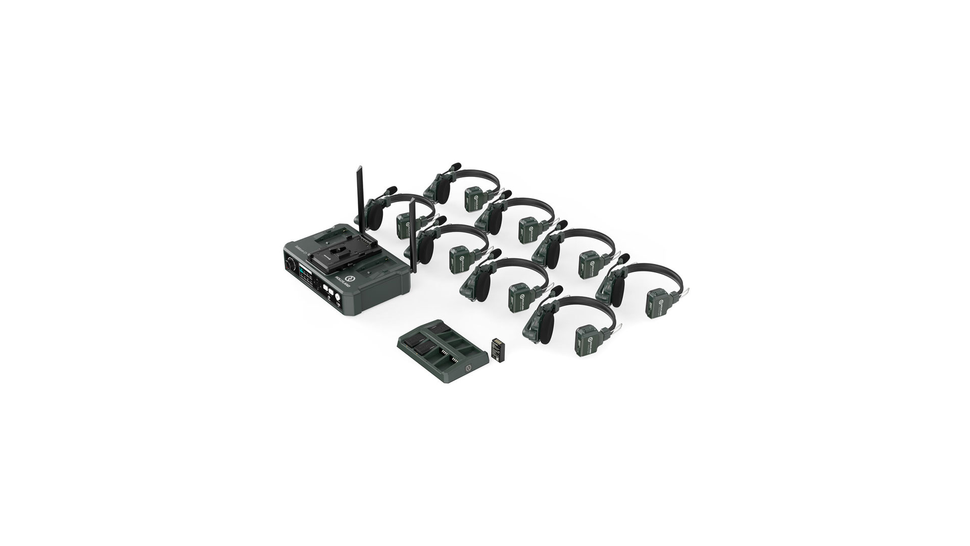 Hollyland Solidcom C1-HUB8S sistema intercom wireless full duplex con 8 cuffie, talkback e base Hub