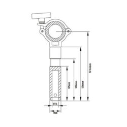 Gancio aliscaff Kupo KCP-904 con spigot da 28mm per tubi da 48-51mm