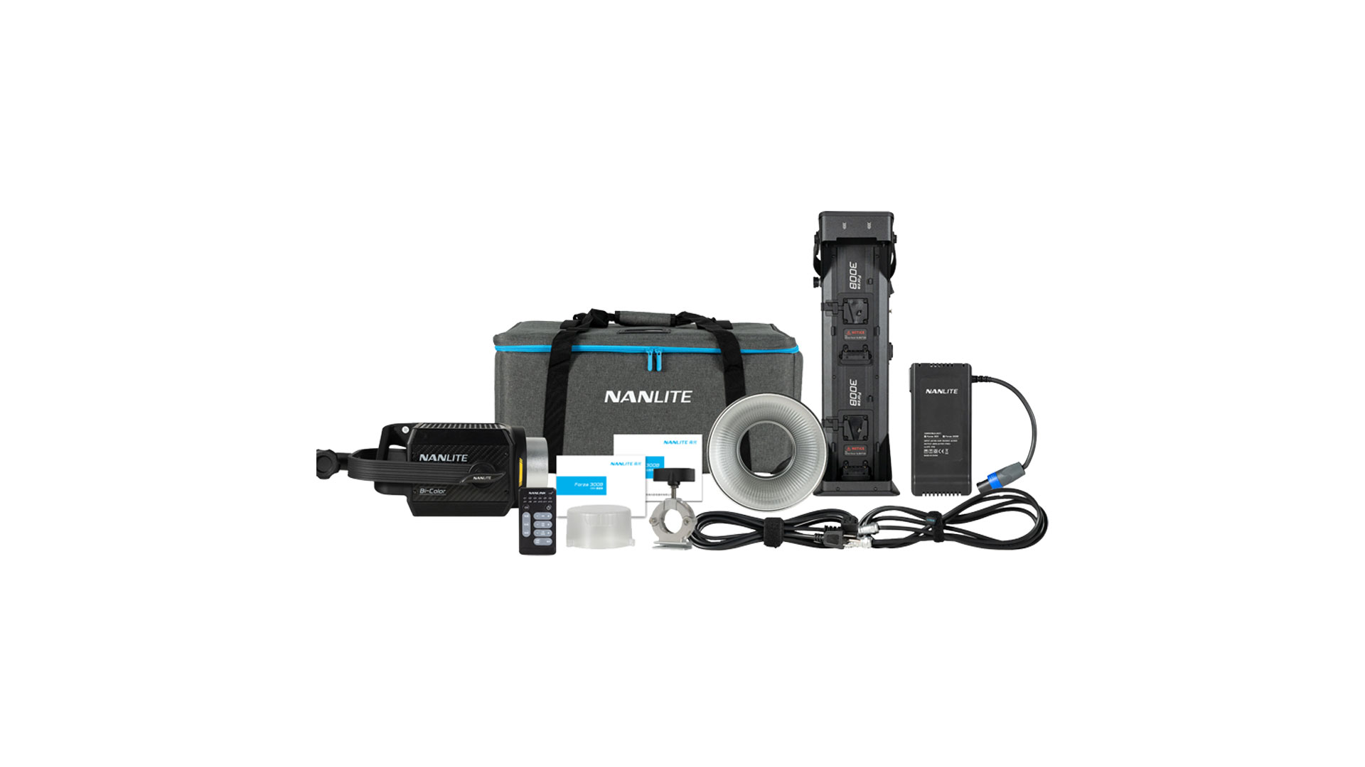 2130200_Nanlite_Luce LED Nanlite Forza 60 kit 2 pz con trolley, riflettore e lente fresnel