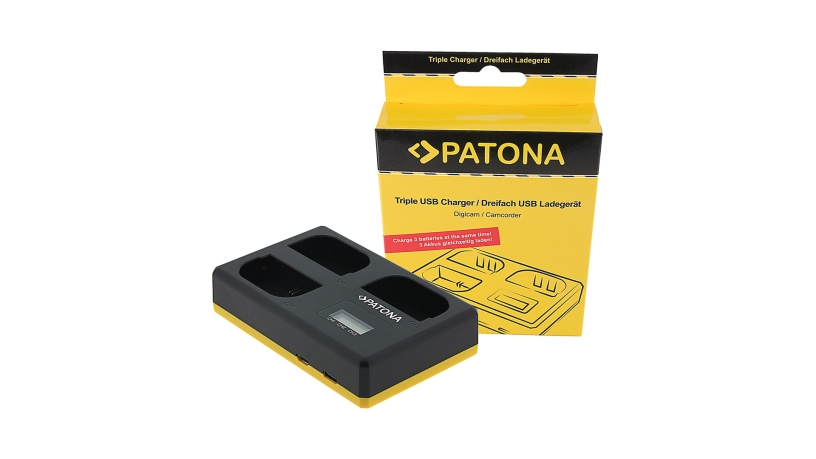 1040077_PATONA_Caricatore triplo Patona USB per Canon LP-E6 EOS 5D 60D 60Da 6D 7D EOS70D EOS-70D LP-E6 Mark II con USB-C