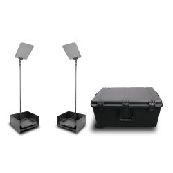 Prompter People PRO-SP15PHBKIT-CARB StagePro 15" 1000 NIT Teleprompter Presidential ad alta luminosità con asta in fibra di carbonio - set da 2 con flight case