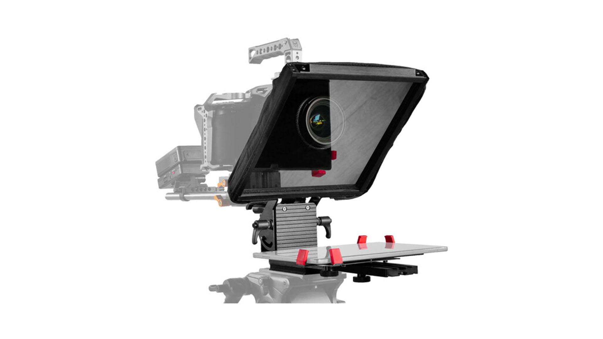 Teleprompter Prompter People PAL-PRO-TAB-15MM Prompter Pal Pro de 10" con soporte para iPad/tableta y kit de montaje en carril de 15 mm