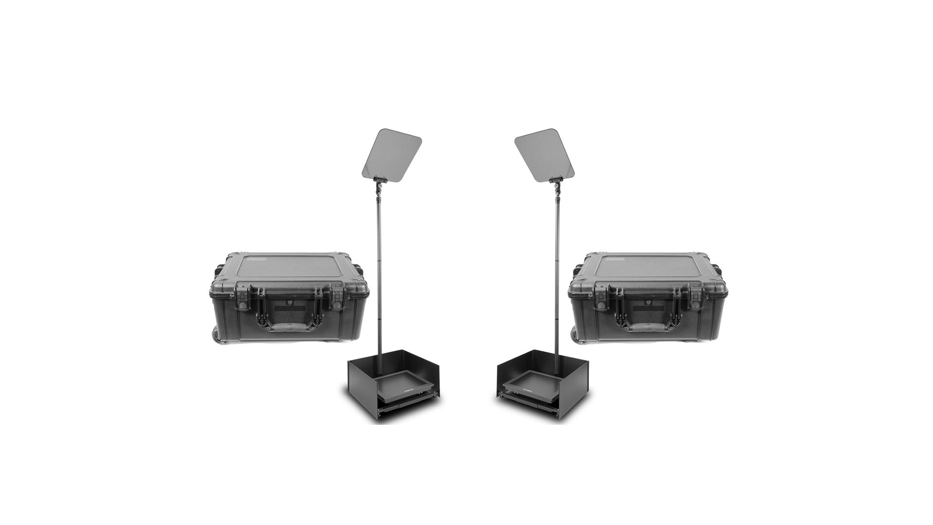 Prompter People PRO-SP15P2HBKIT-CARB StagePro 15" 1000 NIT Teleprompter Presidential ad alta luminosità con asta in fibra di carbonio - set da 2 con 2 custodie