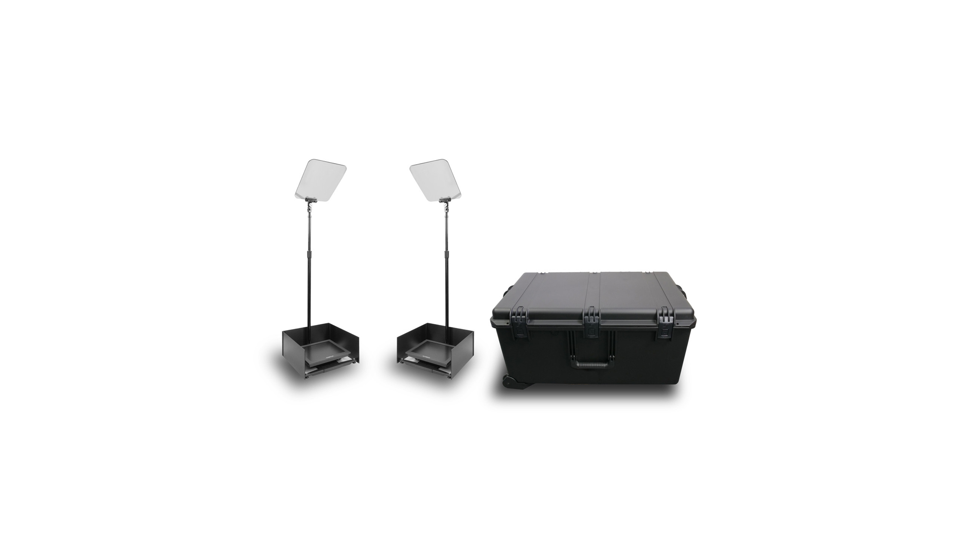 Prompter People PRO-SP15PHBKIT StagePro 15 1000 NIT Teleprompter Presidential con asta metallica set da 2 con flight case