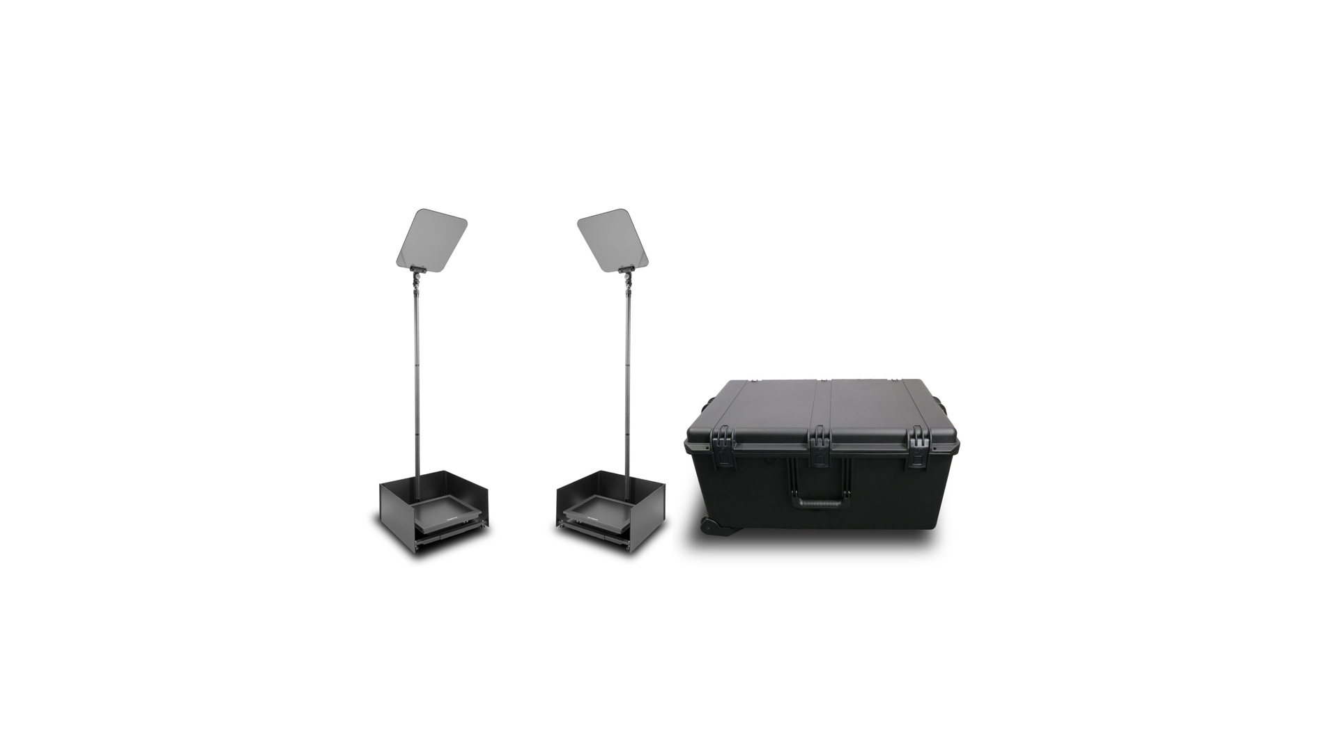 Prompter People PRO-SP15PKIT-CARB StagePro 15" 400 NIT Teleprompter Presidential con soporte de fibra de carbono - set de 2 con estuche
