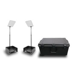 Prompter People PRO-SP15PKIT StagePro 15" 400 NIT Teleprompter Presidential con asta metallica - set da 2 con flight case