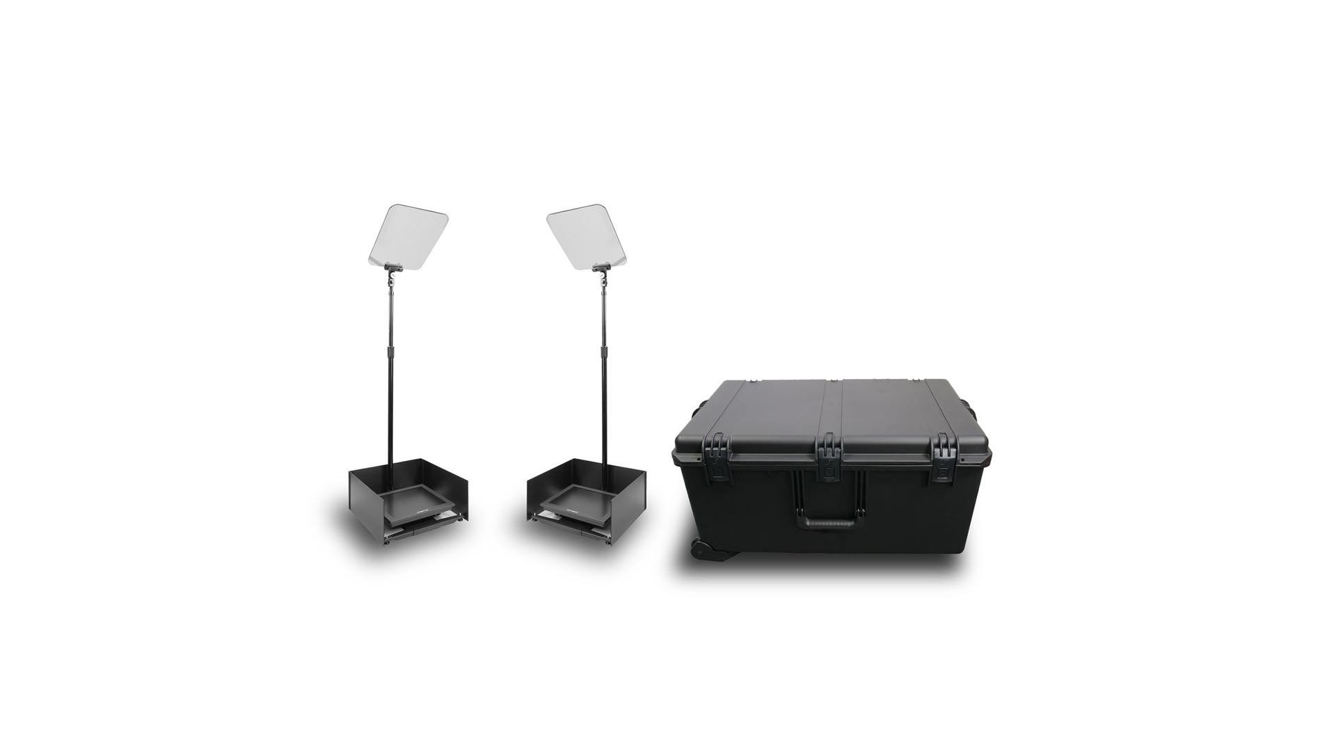 Prompter People PRO-SP15PKIT StagePro 15" 400 NIT Teleprompter Presidential con asta metallica - set da 2 con flight case