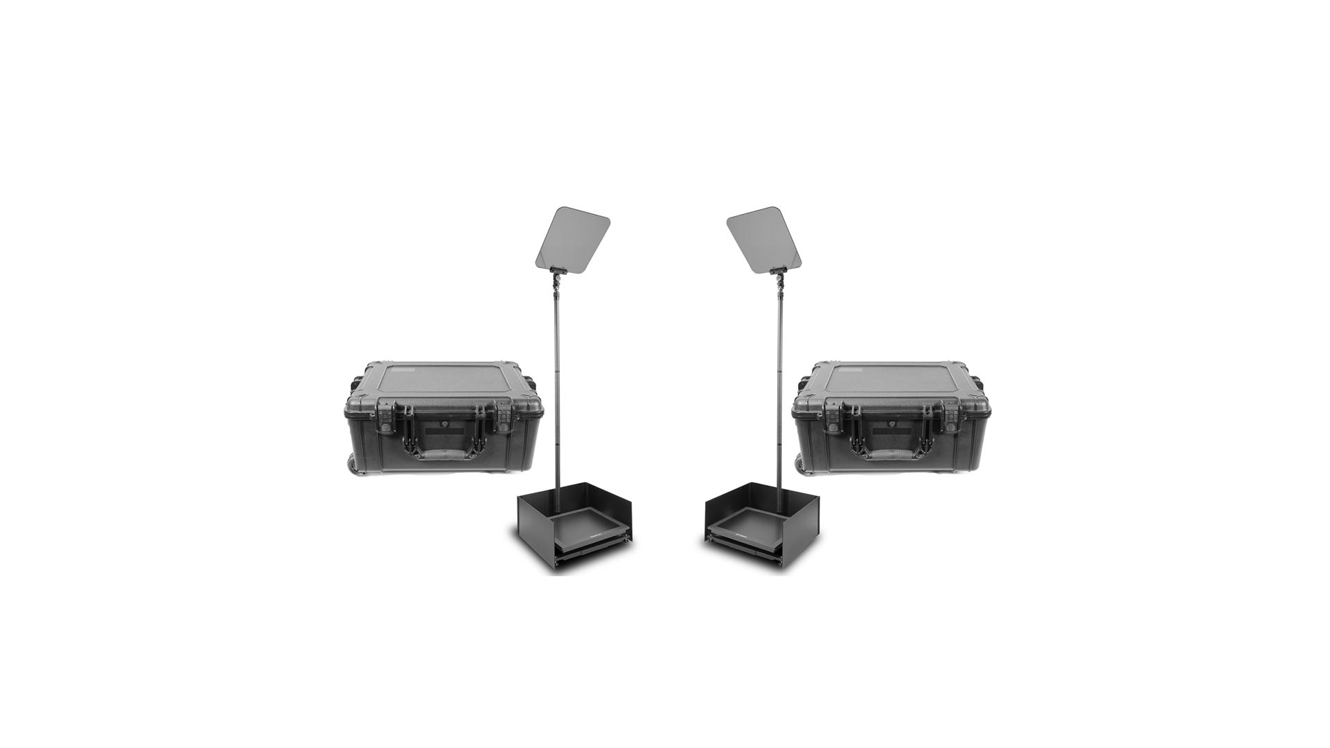 Prompter People PRO-SP17P2HBKIT-CARB StagePro 17" 1000 NIT Teleprompter Presidential ad alta luminosità con asta in fibra di carbonio - set da 2 con 2 custodie