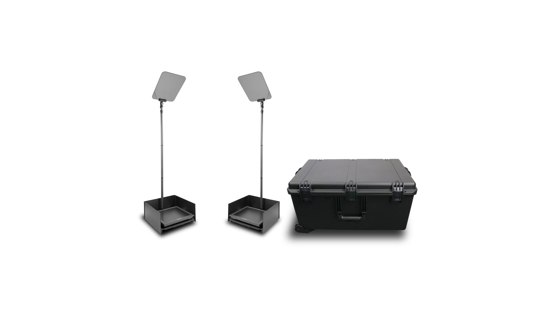 Prompter People PRO-SP17PHBKIT-CARB StagePro 17" 1000 NIT Teleprompter Presidential ad alta luminosità con asta in fibra di carbonio - set da 2 con flight case