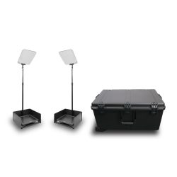 Prompter People PRO-SP17PKIT StagePro 17" 400 NIT Teleprompter Presidential con asta metallica - set da 2 con flight case