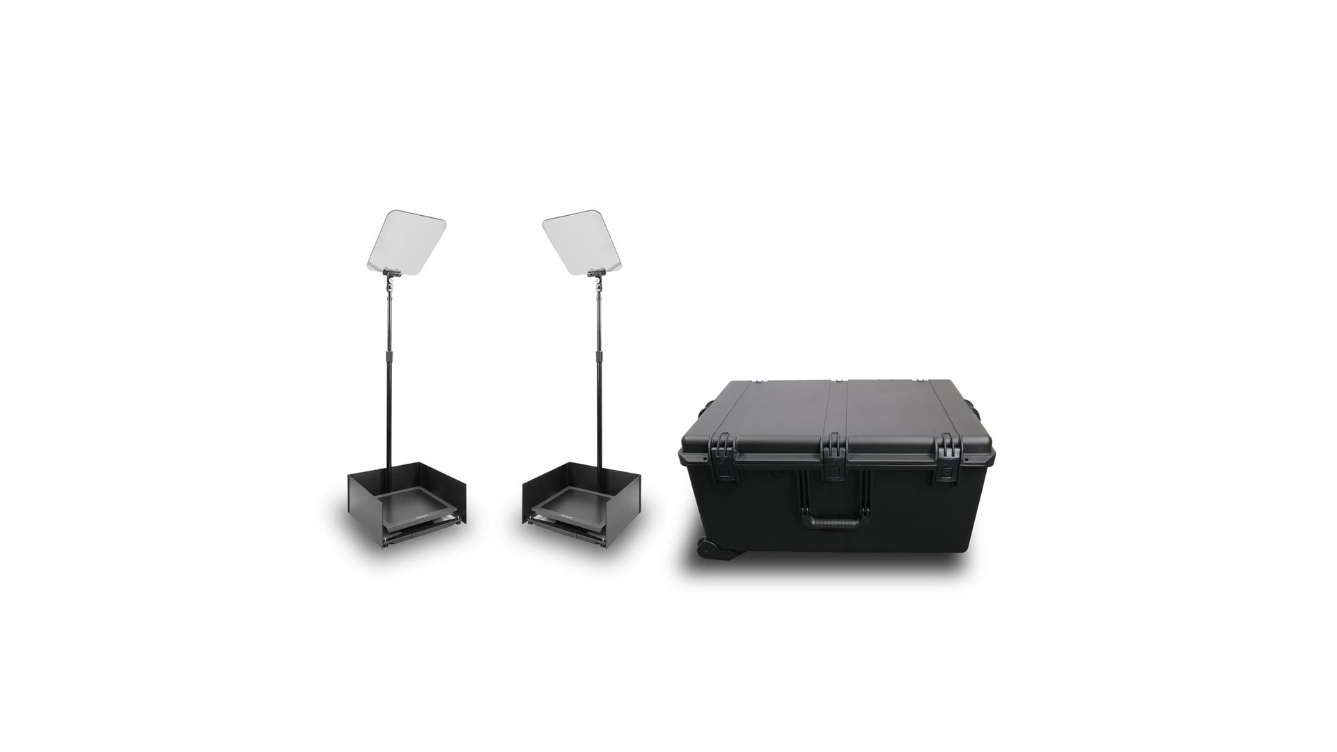 Prompter People PRO-SP17PKIT StagePro 17" 400 NIT Teleprompter Presidential con asta metallica - set da 2 con flight case