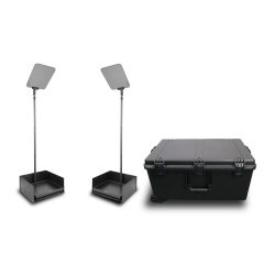 Prompter People PRO-SP19PHBKIT-CARB StagePro 19" 1000 NIT Teleprompter Presidential ad alta luminosità con asta in fibra di carbonio - set da 2 con flight case