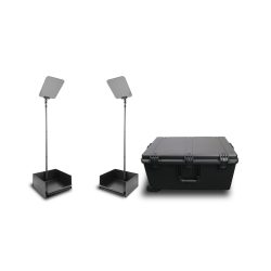 Prompter People PRO-SP19PKIT-CARB StagePro 19 400 NIT Teleprompter Presidential con asta in fibra di carbonio set da 2 con flight case
