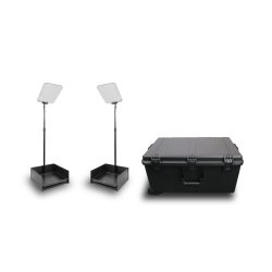 Prompter People PRO-SP19PKIT StagePro 19 400 NIT Teleprompter Presidential con asta metallica set da 2 con flight case
