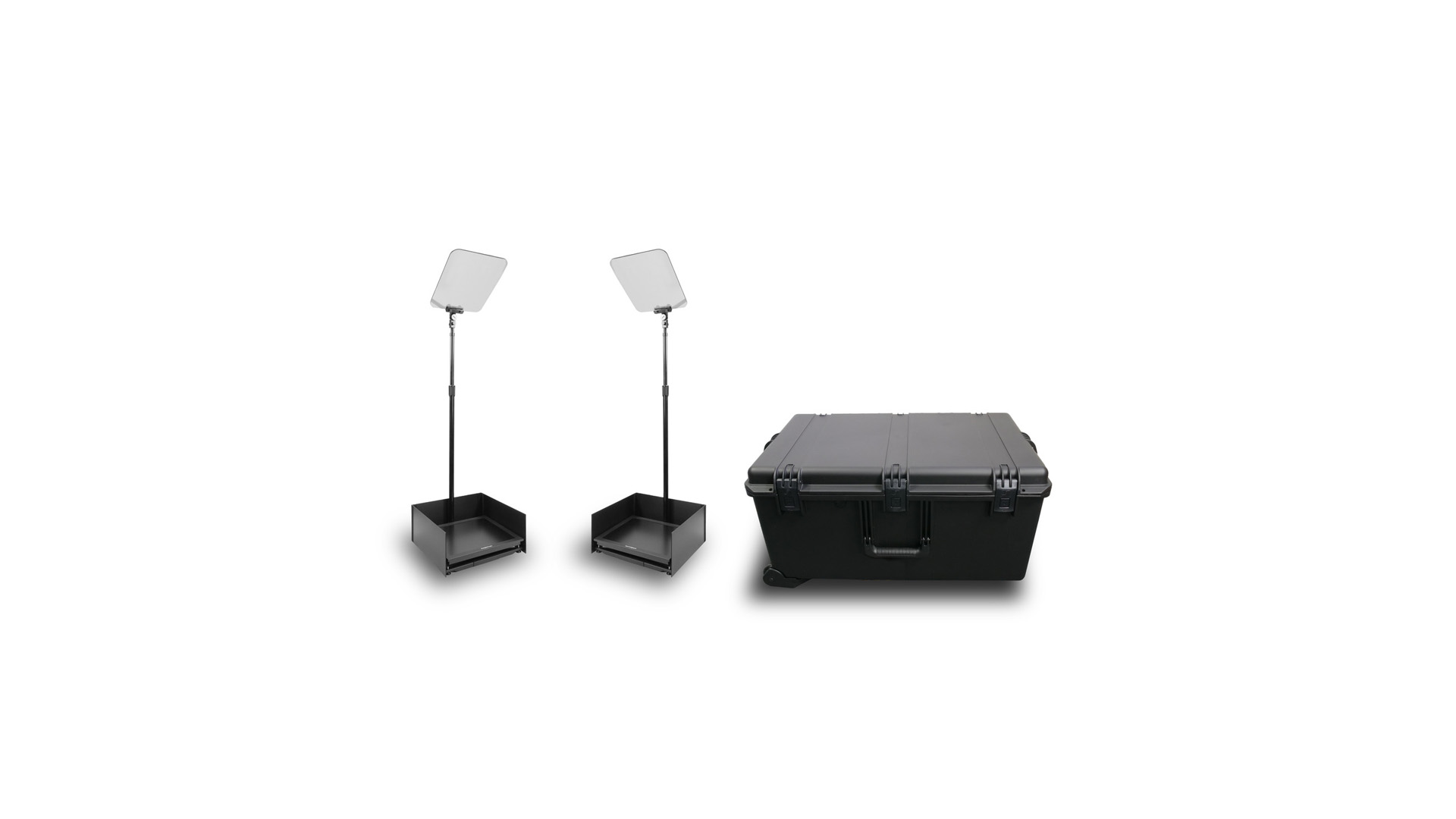 Prompter People PRO-SP19PKIT StagePro 19 400 NIT Teleprompter presidencial con varilla de metal Juego de 2 con flight case
