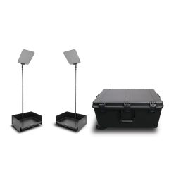 Prompter People PRO-SP24PHBKIT-CARB StagePro 24" 1000 NIT Teleprompter Presidential ad alta luminosità con asta in fibra di carbonio - set da 2 con flight case