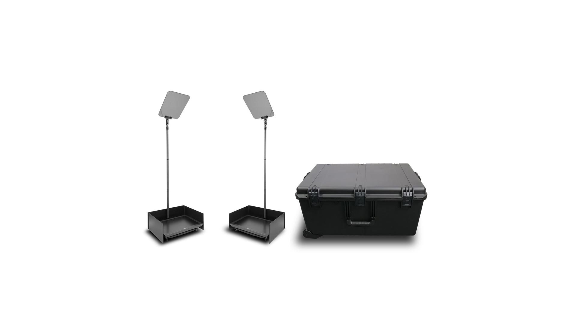 Prompter People PRO-SP24PHBKIT-CARB StagePro 24" 1000 NIT Teleprompter Presidential ad alta luminosità con asta in fibra di carbonio - set da 2 con flight case