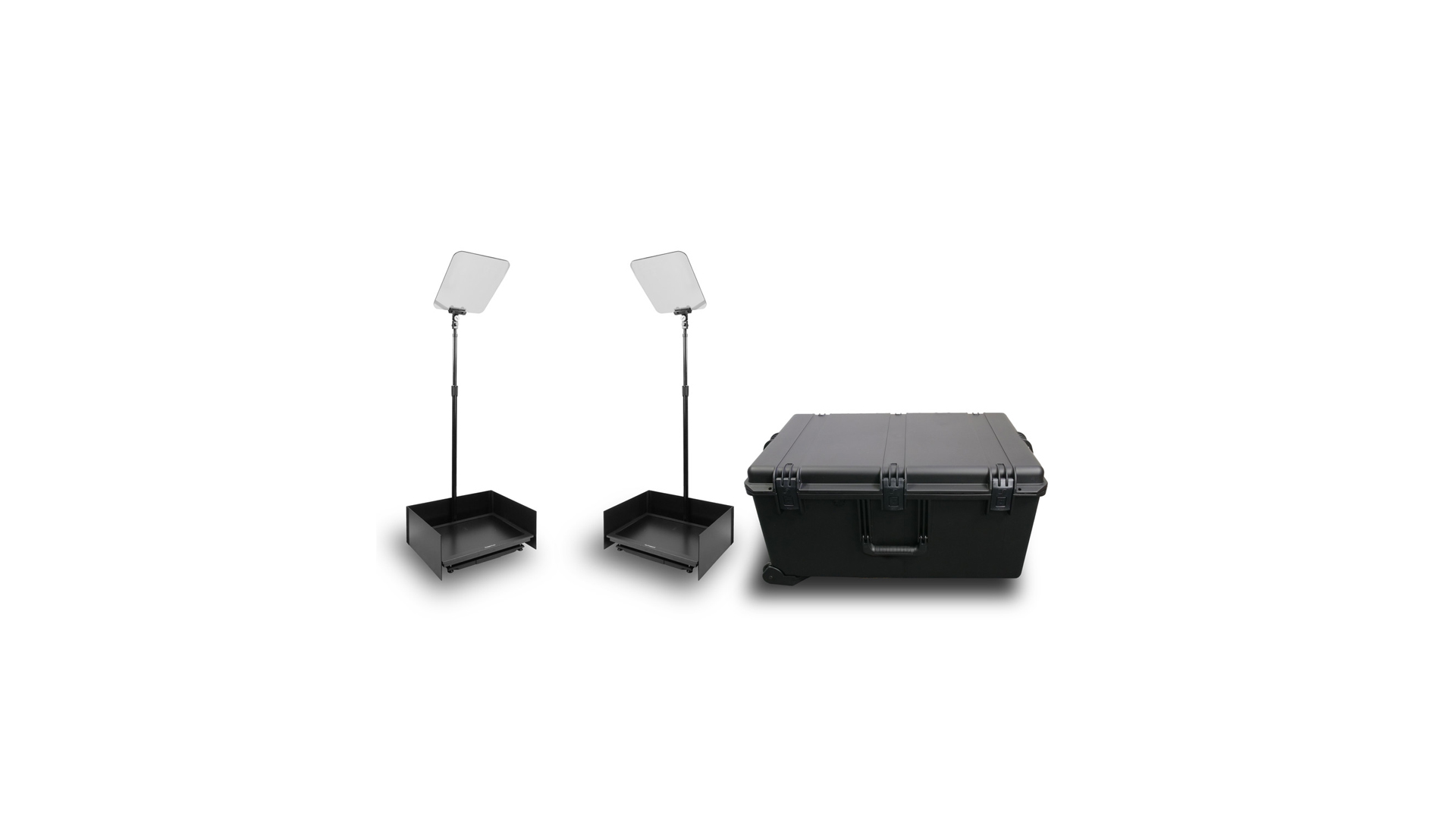 Prompter People PRO-SP24PKIT StagePro 24 400 NIT teleprompter Presidential with metal pole set of 2 with flight case