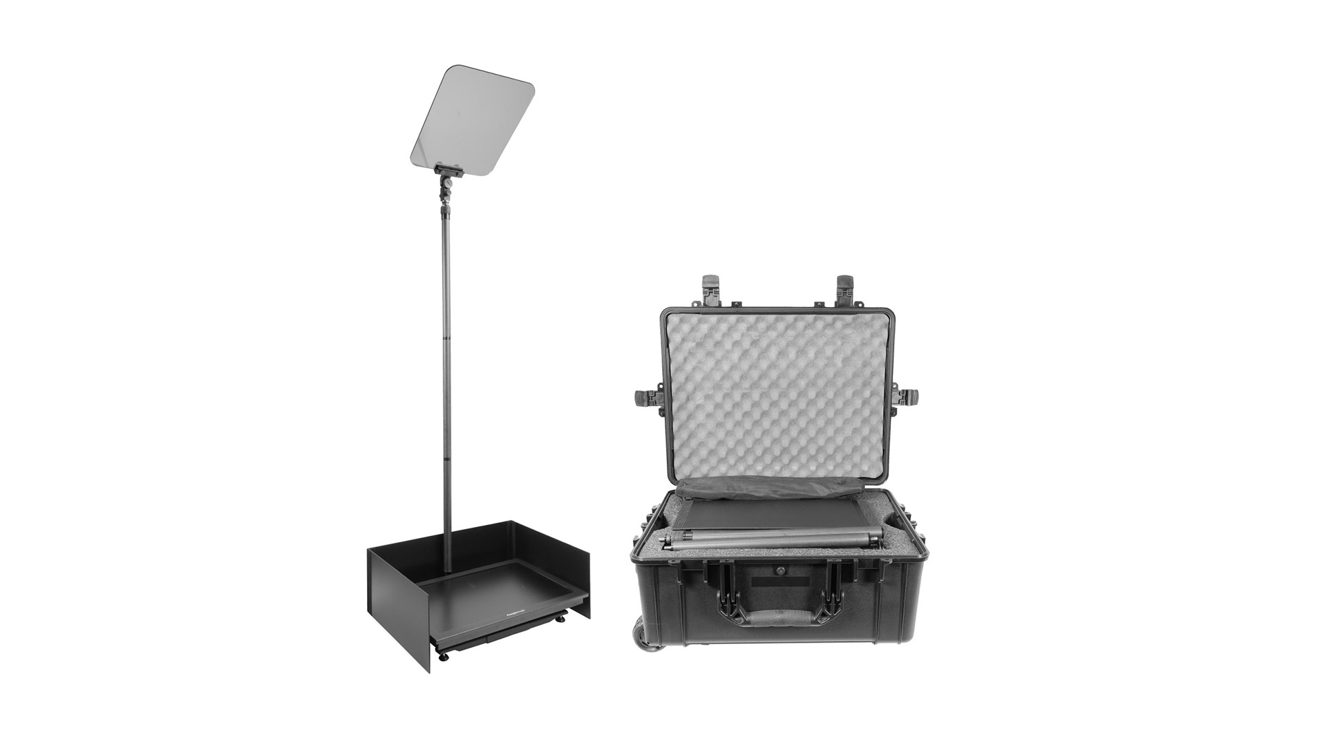 Prompter People PRO-SP24S-CARB_KIT StagePro 24" 400 NIT Teleprompter Presidential con asta in fibra di carbonio - set con flight case