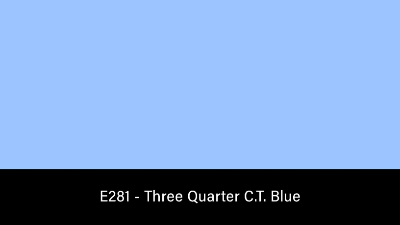 E281_Rosco_E-Colour+ 281 Three Quarter C.T. Blue