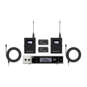 Kit Sennheiser EW-DX MKE 2 SET (R1-9) con microfoni lavalier, trasmettitori bodypack wireless, ricevitore rackmout e batterie