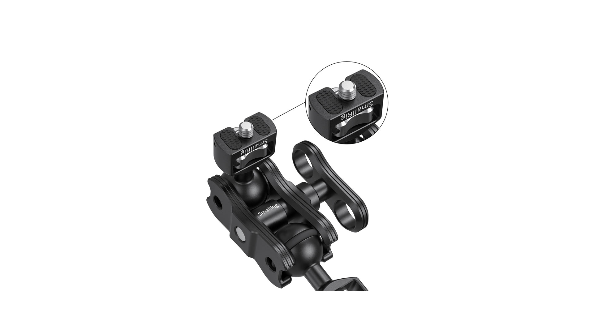 Braccio Snodato A Doppia Sfera Con Vite 1/4″ Per Monitor E Luci LED – Regolazione 360°, Per Fotografia E Video