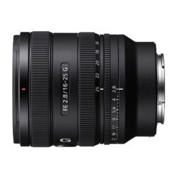 Sony FE 16-25mm F2.8 G con attacco E vista laterale