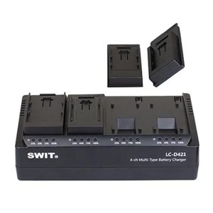 Caricabatterie Swit LC-D421D per 4 batterie DV di vario tipo per serie Panasonic VBR/CGA