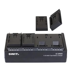 Caricabatterie Swit LC-D421E per 4 batterie DV di vario tipo per Canon LP-E6