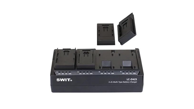Caricabatterie Swit LC-D421V per 4 batterie DV di vario tipo per batterie JVC