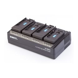 SWIT LC-D421 Caricabatterie per 4 batterie DV di vario tipo con piastre interscambiabili