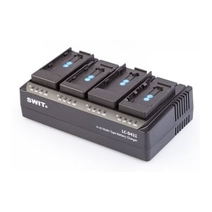 Caricabatterie SWIT per 4 batterie DV di vario tipo con piastre interscambiabili